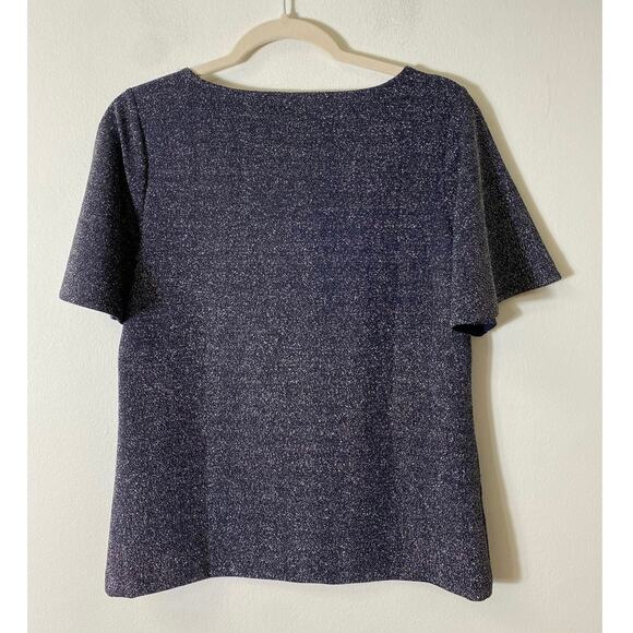 Ann Taylor Navy Blue Metallic Blouse Size Small - Picture 2 of 3